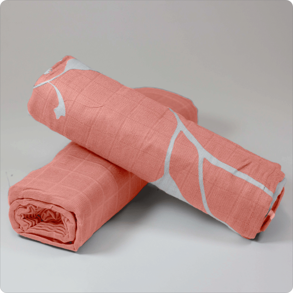 Muslin Baby Swaddle Wrap (2 Pack) - Eucalyptus Blossom - Certified Organic Cotton | SHOP NOW